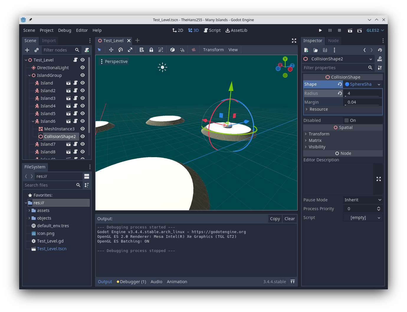 Adding an additional collision object to one of the islands