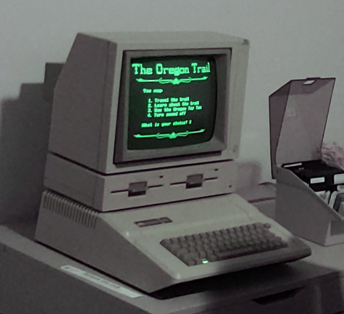 A picture of my Apple //e running The Oregon Trail